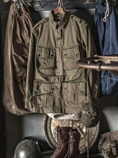 Rugged Bronson M1942 Paratrooper Jump Jacket – Estilo Militar Vintage para Hombre