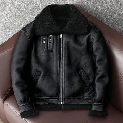 Chaqueta Biker Vintage en Piel de Oveja Genuina – Edición Invierno