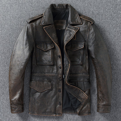 Chaqueta de Cuero M43 – Estilo Moto & Biker Vintage para Hombre