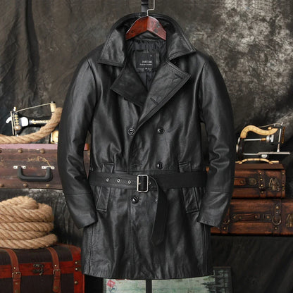 Chaqueta larga de cuero genuino estilo casual Modelo: M923