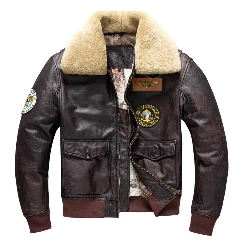 Chaqueta de Cuero G1 Air Force – Estilo Militar Vintage