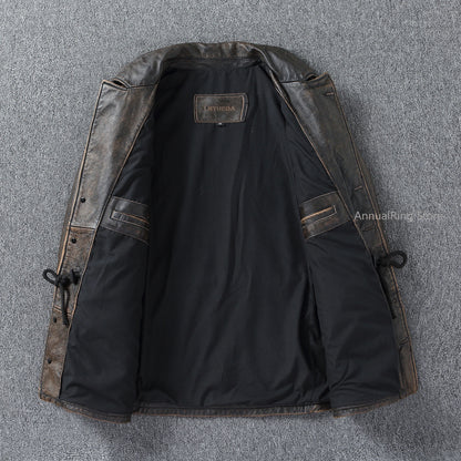 Chaqueta de Cuero M43 – Estilo Moto & Biker Vintage para Hombre
